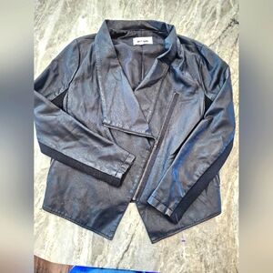 BB Dakota Faux Leather Moto Jacket Black Asymmetrical Zip L See Photos For Flaws